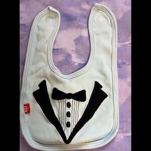 Magnetic Me White Bib with Black Tuxedo Applique